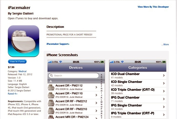 iPacemaker database for the iPhone